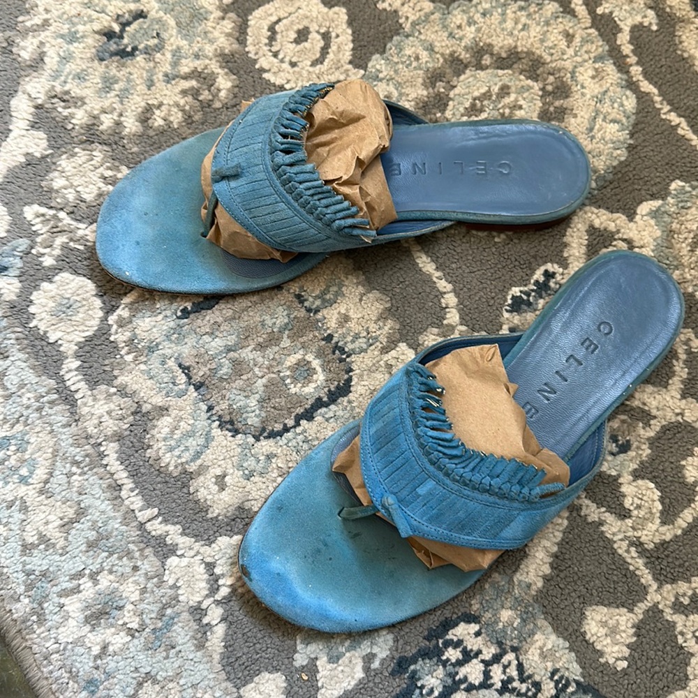 Vintage Celine suede flat sandals